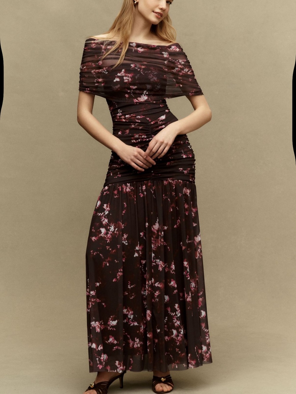 NWT Anthropologie BHLDN Kaia Off Shoulder Mesh Maxi Dress